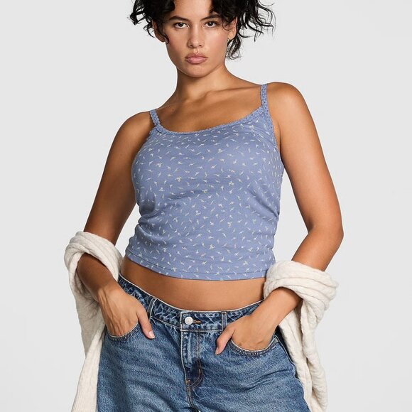 PINK Victoria's Secret Dusty Iris Ditsy Floral Blue Camisole - Picture 4 of 4